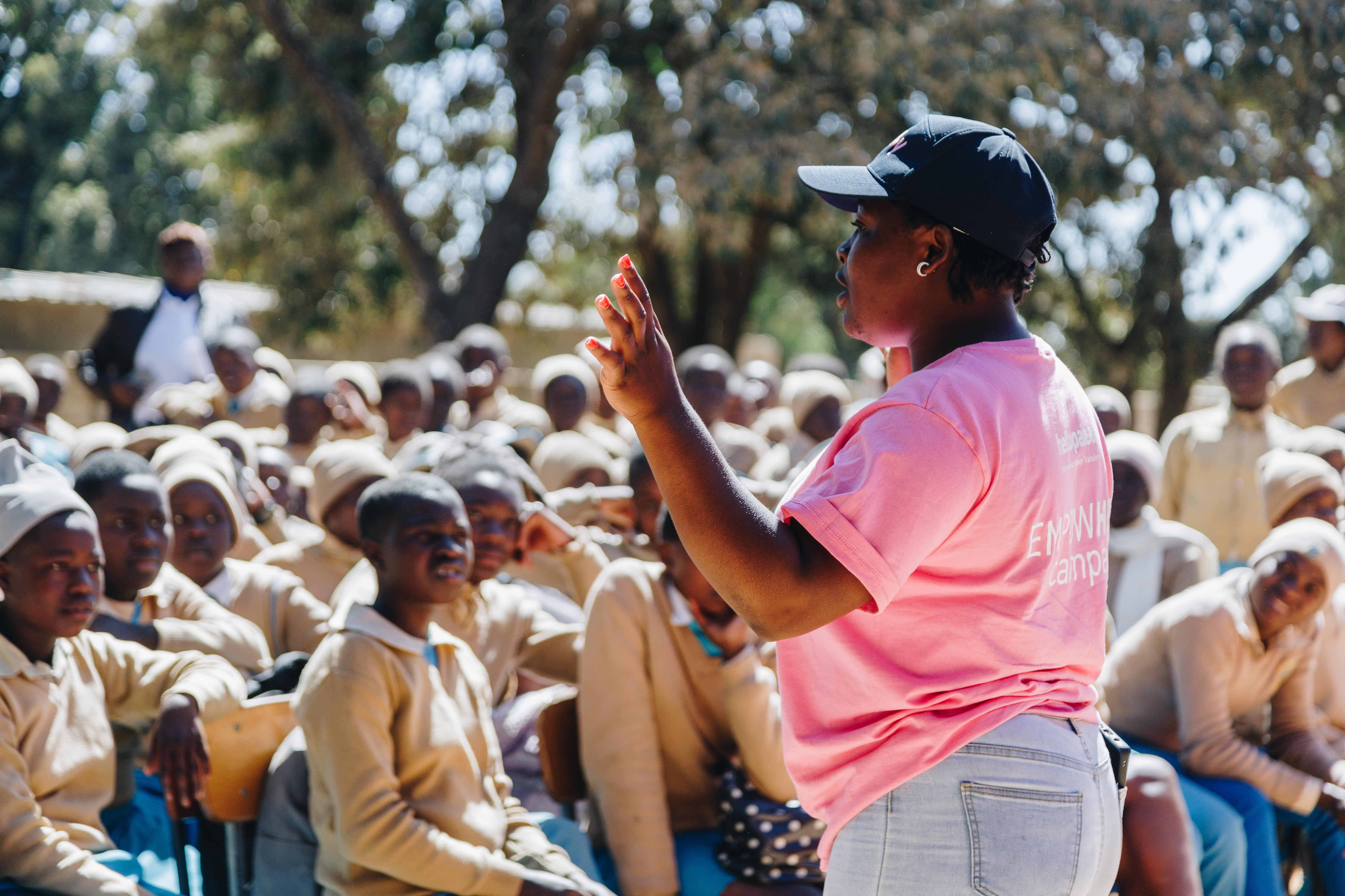 Students at Makomo Primary School receiving menstrual health education by Anna Chibaby Honde
